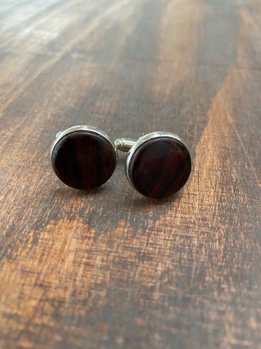 Silver Plated Cocobolo Cufflinks