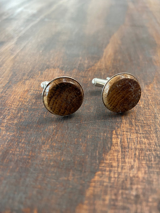 Sterling Silver Cufflinks in HMS Victory Oak