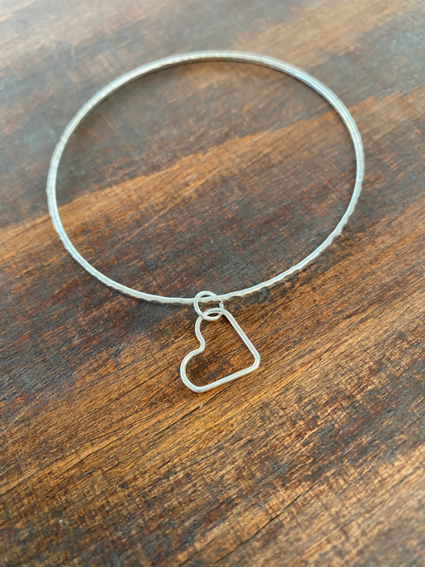 Silver Bangle with Heart