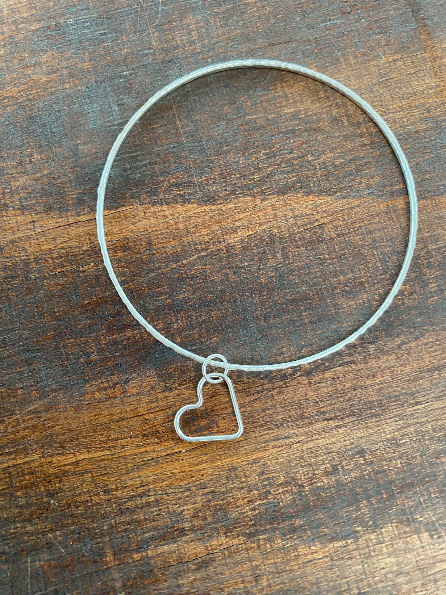 Silver Bangle with Heart