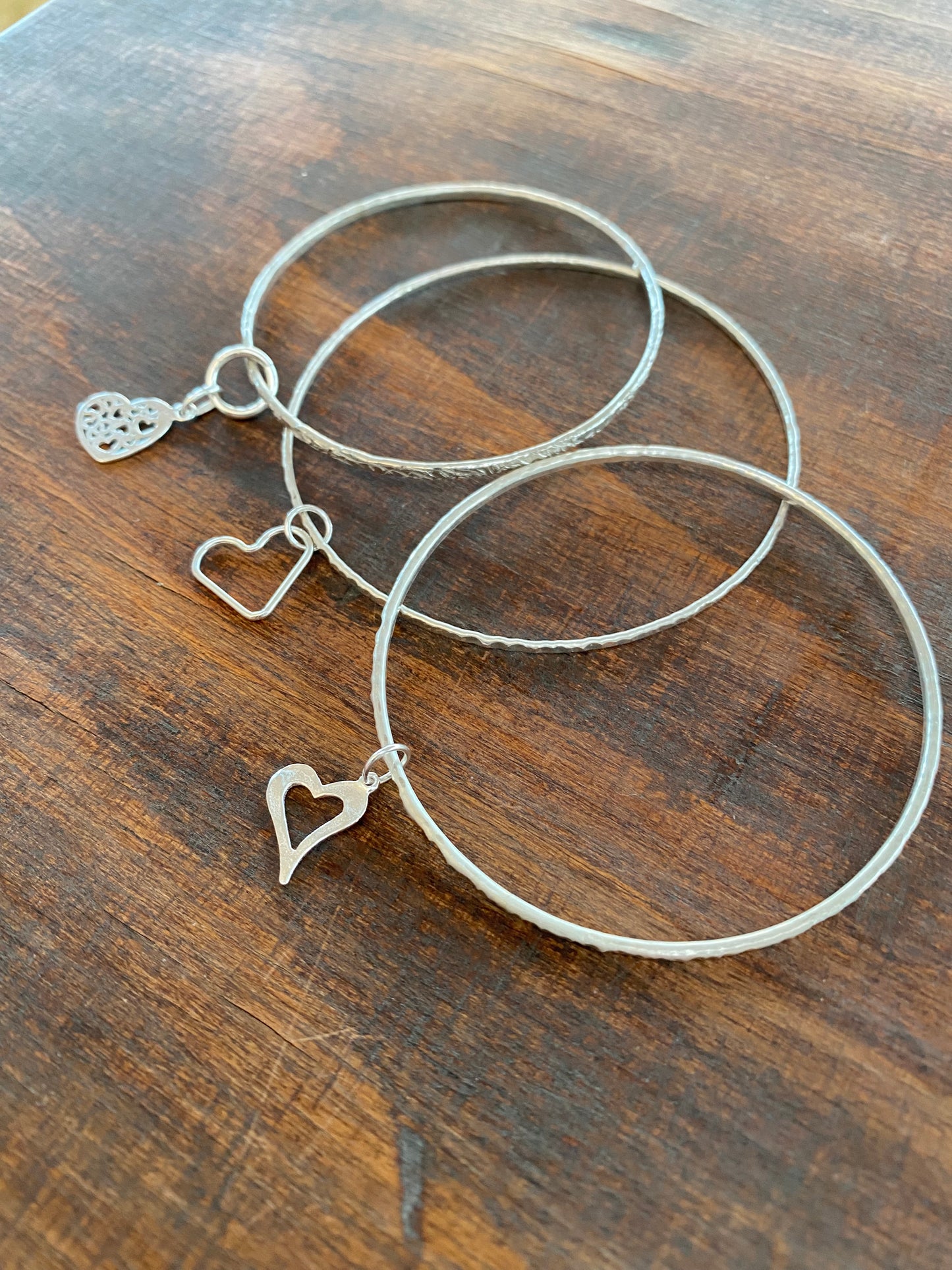 Silver Bangle with Heart