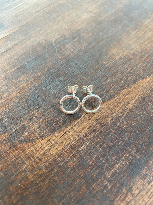 Tiny Hoop Stud Textured Earrings